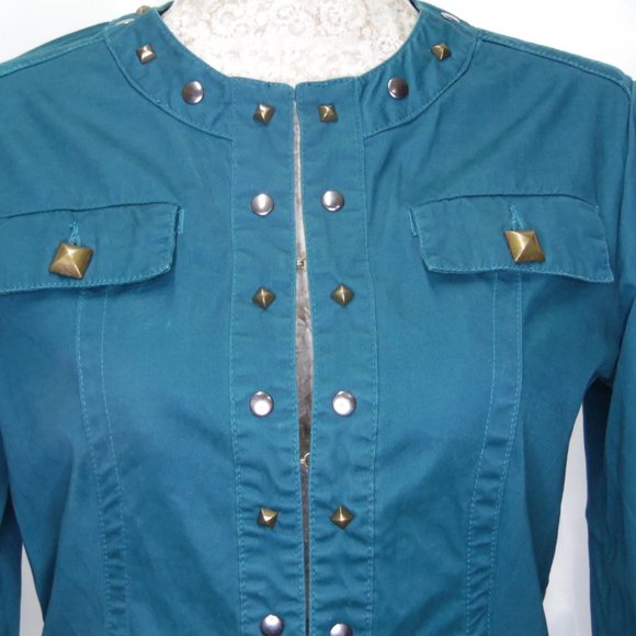 Live a little Teal Studded Jacket - Picture 2 of 8